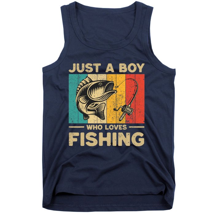 Funny Vintage Fishing Jokes Boy Fisherman Bass Fish Tank Top