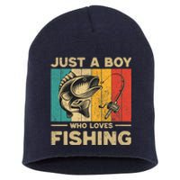 Funny Vintage Fishing Jokes Boy Fisherman Bass Fish Short Acrylic Beanie