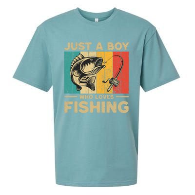 Funny Vintage Fishing Jokes Boy Fisherman Bass Fish Sueded Cloud Jersey T-Shirt