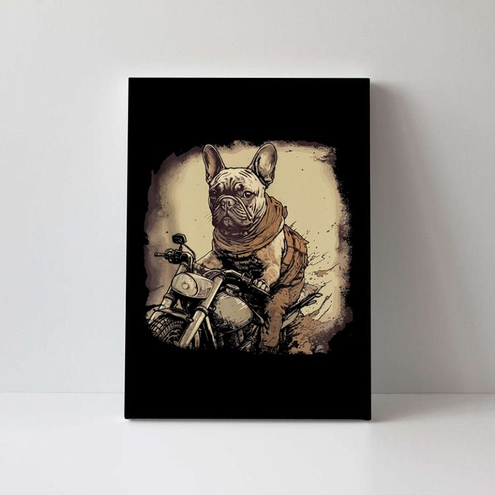 Funny Vintage French Bulldog Biker French Bulldog Motorcycle Zip Hoodie Canvas