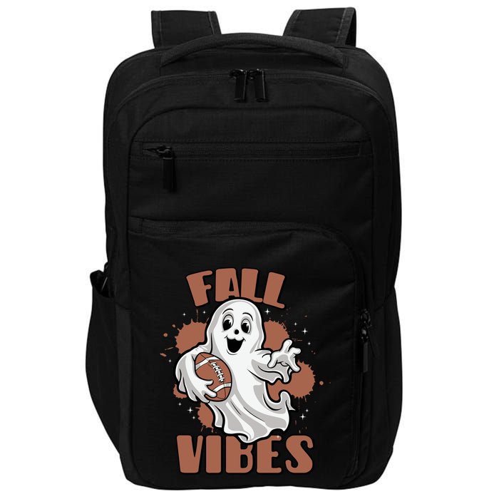 Fall Vibes Football Ghost Halloween Retro Funny Costume Gift Impact Tech Backpack