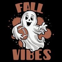 Fall Vibes Football Ghost Halloween Retro Funny Costume Gift Impact Tech Backpack