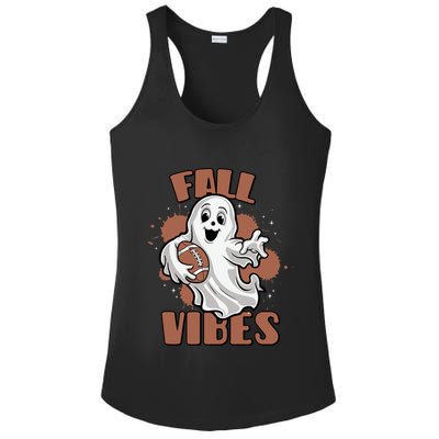 Fall Vibes Football Ghost Halloween Retro Funny Costume Gift Ladies PosiCharge Competitor Racerback Tank
