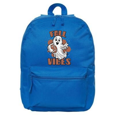 Fall Vibes Football Ghost Halloween Retro Funny Costume Gift 16 in Basic Backpack