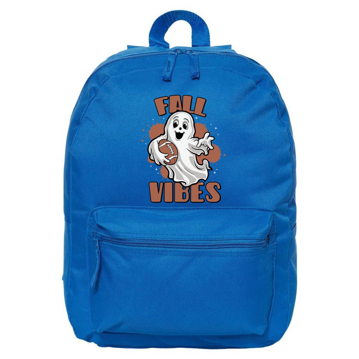 Fall Vibes Football Ghost Halloween Retro Funny Costume Gift 16 in Basic Backpack