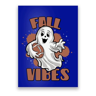 Fall Vibes Football Ghost Halloween Retro Funny Costume Gift Poster