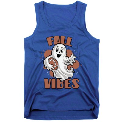 Fall Vibes Football Ghost Halloween Retro Funny Costume Gift Tank Top