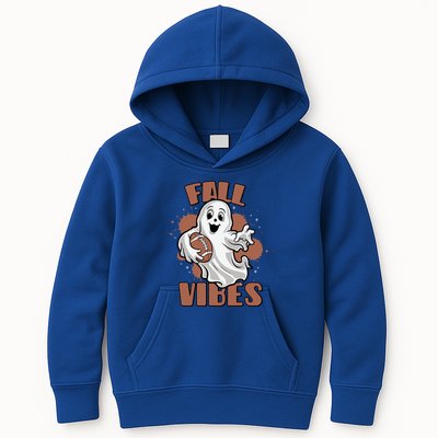 Fall Vibes Football Ghost Halloween Retro Funny Costume Gift Kids Hoodie