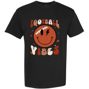 Football Vibes Fall Thanksgiving Smile Face Season Garment-Dyed Heavyweight T-Shirt