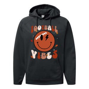 Football Vibes Fall Thanksgiving Smile Face Season Performance Fleece Hoodie