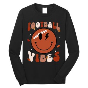 Football Vibes Fall Thanksgiving Smile Face Season Long Sleeve Shirt