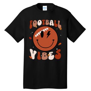 Football Vibes Fall Thanksgiving Smile Face Season Tall T-Shirt