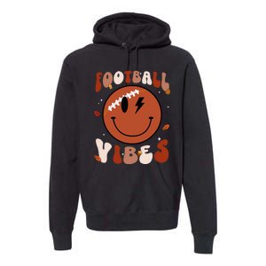 Football Vibes Fall Thanksgiving Smile Face Season Premium Hoodie