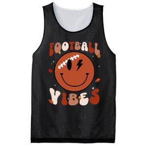 Football Vibes Fall Thanksgiving Smile Face Season Mesh Reversible Basketball Jersey Tank