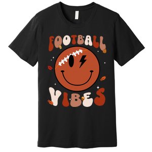 Football Vibes Fall Thanksgiving Smile Face Season Premium T-Shirt