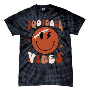 Football Vibes Fall Thanksgiving Smile Face Season Tie-Dye T-Shirt