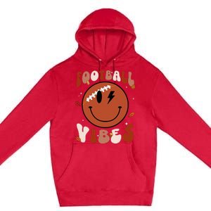 Football Vibes Fall Thanksgiving Smile Face Season Premium Pullover Hoodie