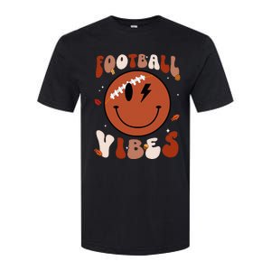 Football Vibes Fall Thanksgiving Smile Face Season Softstyle CVC T-Shirt