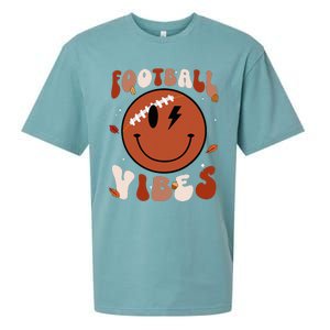 Football Vibes Fall Thanksgiving Smile Face Season Sueded Cloud Jersey T-Shirt