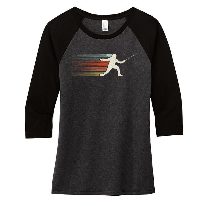 Fencing Vintage Fencer Women's Tri-Blend 3/4-Sleeve Raglan Shirt