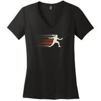 Fencing Vintage Fencer Women's V-Neck T-Shirt