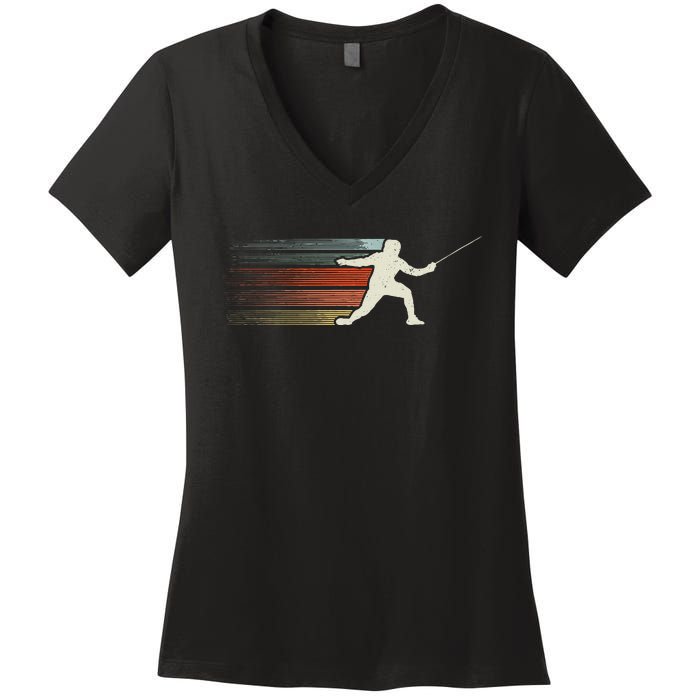 Fencing Vintage Fencer Women's V-Neck T-Shirt