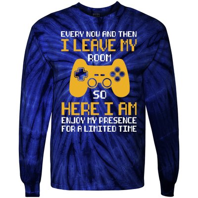 Funny Video Games Every Now And Then I Leave My Room Gaming Tie-Dye Long Sleeve Shirt