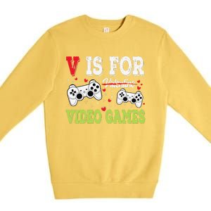 Funny Video Games Lover Valentine Day Fors Gamer Premium Crewneck Sweatshirt