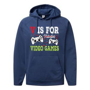 Funny Video Games Lover Valentine Day Fors Gamer Performance Fleece Hoodie