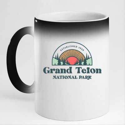 Family Vacation Gift Meaningful Gift Retro Grand Teton National Park Gift 11oz Black Color Changing Mug