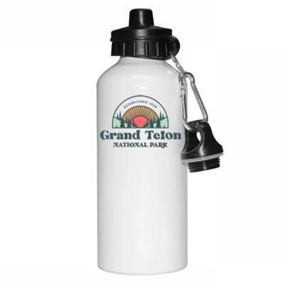 Family Vacation Gift Meaningful Gift Retro Grand Teton National Park Gift Aluminum Water Bottle