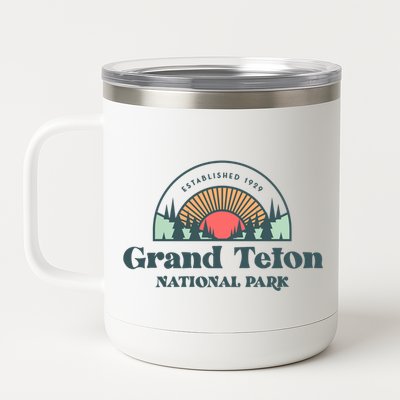 Family Vacation Gift Meaningful Gift Retro Grand Teton National Park Gift 12 oz Stainless Steel Tumbler Cup