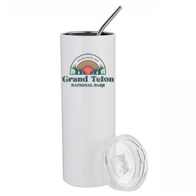 Family Vacation Gift Meaningful Gift Retro Grand Teton National Park Gift Stainless Steel Tumbler