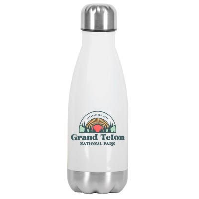 Family Vacation Gift Meaningful Gift Retro Grand Teton National Park Gift Stainless Steel Insulated Water Bottle