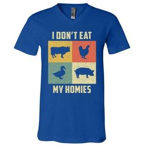 Funny Vegan Great Gift I Dont Eat My Homies Vegan Vegetarian Gift V-Neck T-Shirt