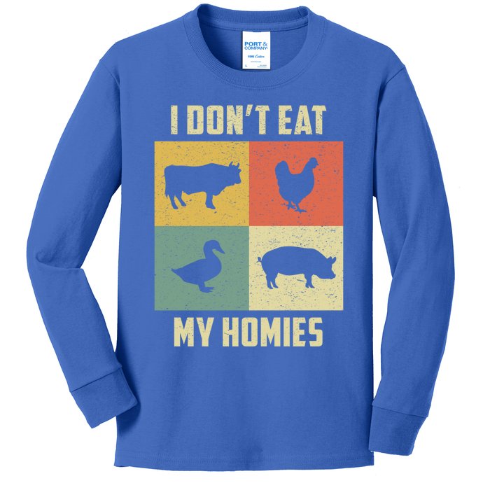 Funny Vegan Great Gift I Dont Eat My Homies Vegan Vegetarian Gift Kids Long Sleeve Shirt