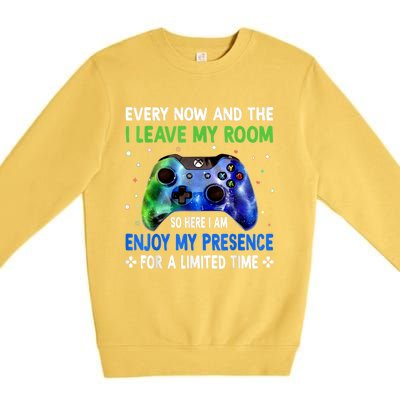 Funny Video Games Every Now And Then I Leave My Room Gaming Premium Crewneck Sweatshirt