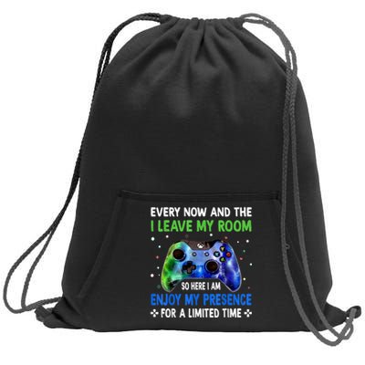 Funny Video Games Every Now And Then I Leave My Room Gaming Sweatshirt Cinch Pack Bag