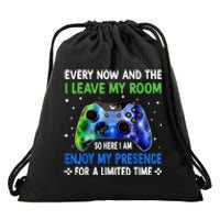 Funny Video Games Every Now And Then I Leave My Room Gaming Drawstring Bag