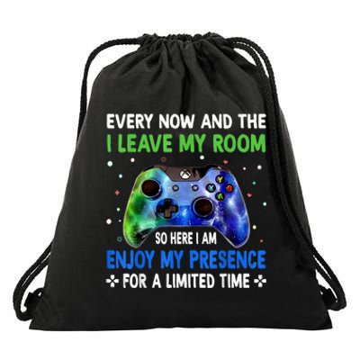 Funny Video Games Every Now And Then I Leave My Room Gaming Drawstring Bag