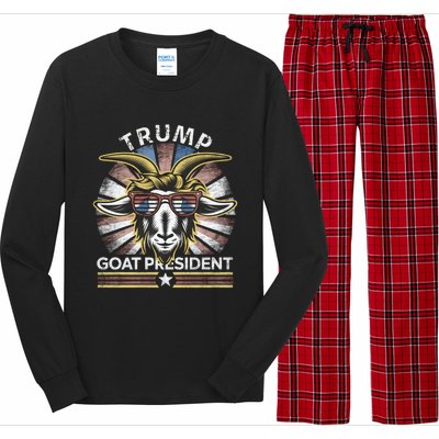 Funny Vintage Goat Trump 45th President Election 2024 Cool Gift Long Sleeve Pajama Set