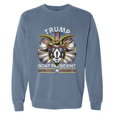 Funny Vintage Goat Trump 45th President Election 2024 Cool Gift Garment-Dyed Sweatshirt