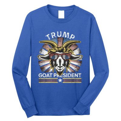 Funny Vintage Goat Trump 45th President Election 2024 Cool Gift Long Sleeve Shirt