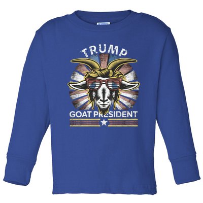 Funny Vintage Goat Trump 45th President Election 2024 Cool Gift Toddler Long Sleeve Shirt