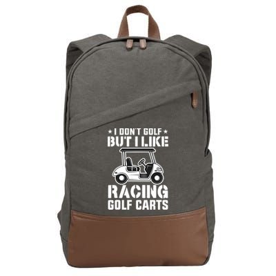 Funny Vintage Golfing I Like Racing Golf Cart Cotton Canvas Backpack