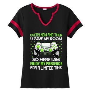 Funny Video Games Every Now And Then I Leave My Room Ladies Halftime Notch Neck Tee