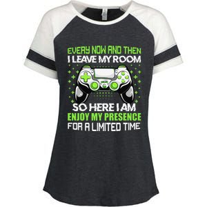 Funny Video Games Every Now And Then I Leave My Room Enza Ladies Jersey Colorblock Tee