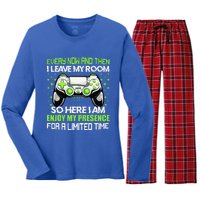 Funny Video Games Every Now And Then I Leave My Room Women's Long Sleeve Flannel Pajama Set 