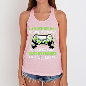 Funny Video Games Every Now And Then I Leave My Room Women's Knotted Racerback Tank