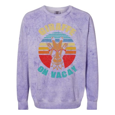 Funny Vintage Giraffe On Vacay Mode Summer Vacation Vibes Gift Colorblast Crewneck Sweatshirt